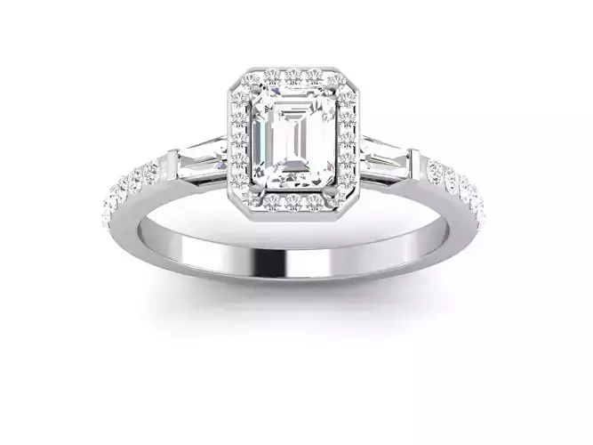 Wedding Engagement Halo Emerald Ring 3dm STl OBJ FBX Details 3D print model