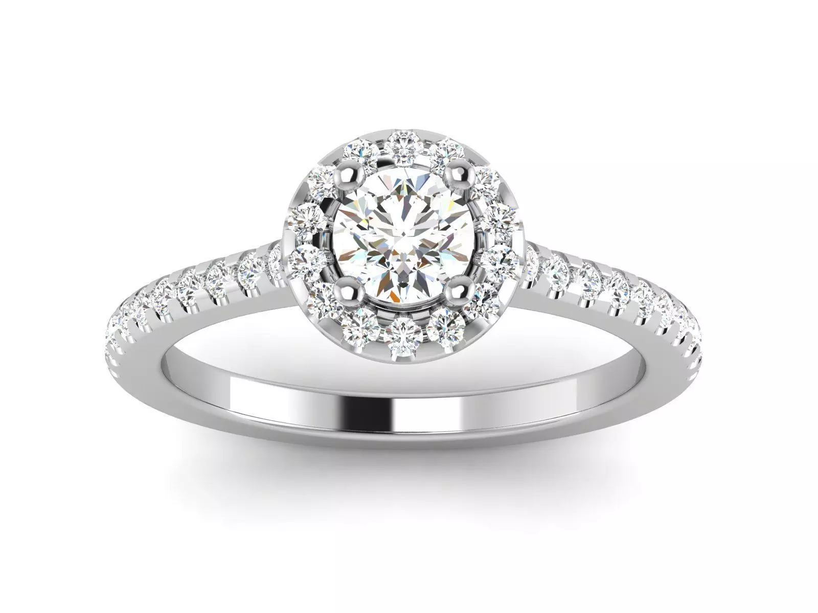 Solitaire Wedding Engagement Halo Ring 3dm STl OBJ FBX Details 3D print model_0