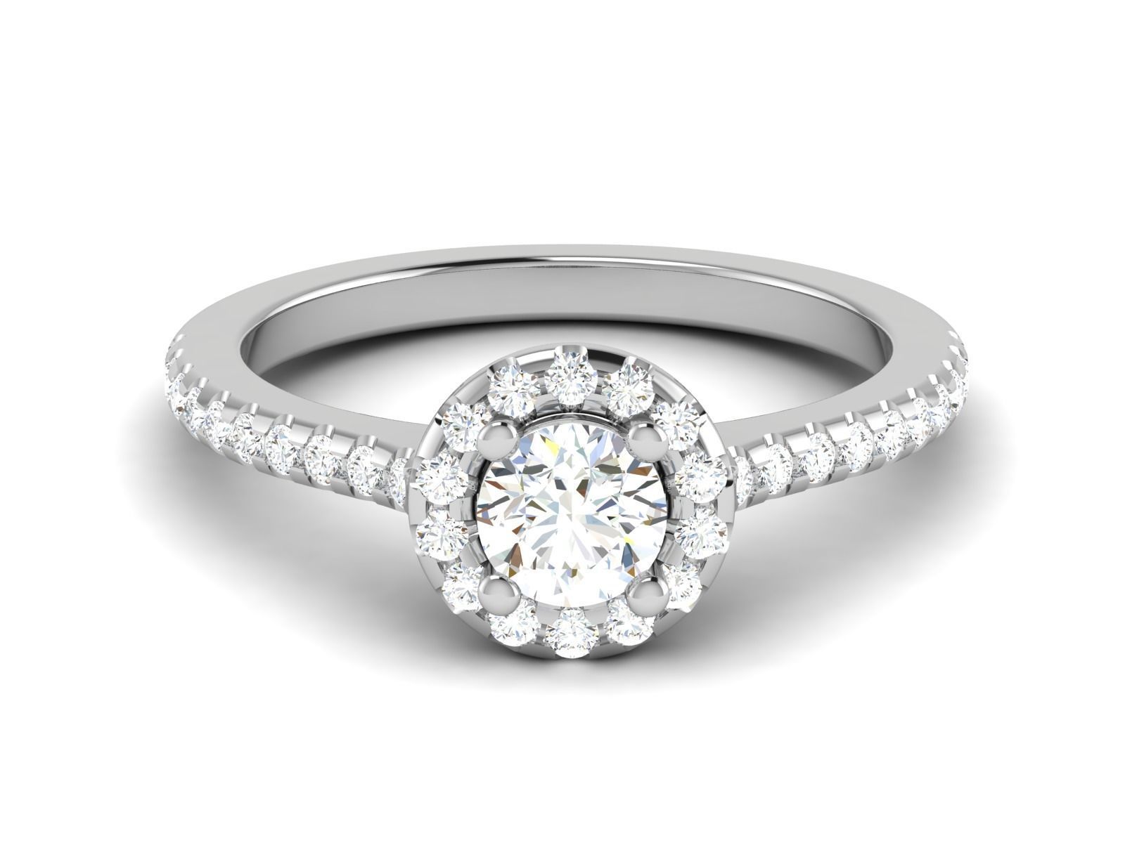 Solitaire Wedding Engagement Halo Ring 3dm STl OBJ FBX Details 3D print model_5