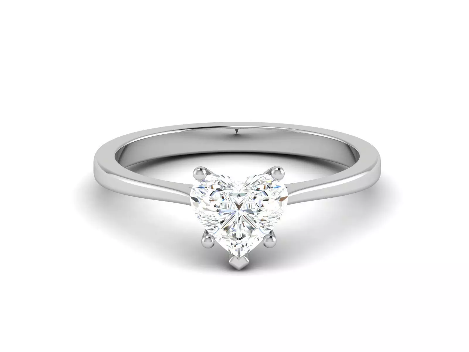 Solitaire Wedding Engagement Heart Ring 3dm STl OBJ FBX Render  3D print model_0