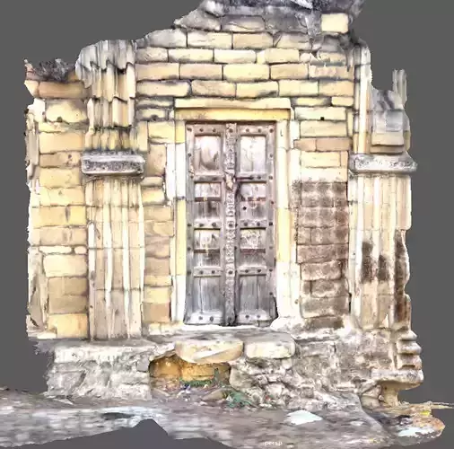 The structure of wooden door of the old Fort 3D model