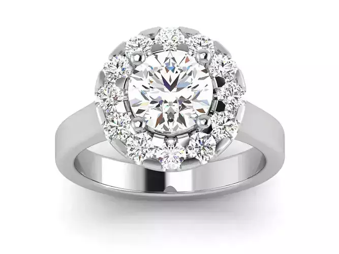 Solitaire Wedding Engagement Halo Ring 3dm STl OBJ FBX Details