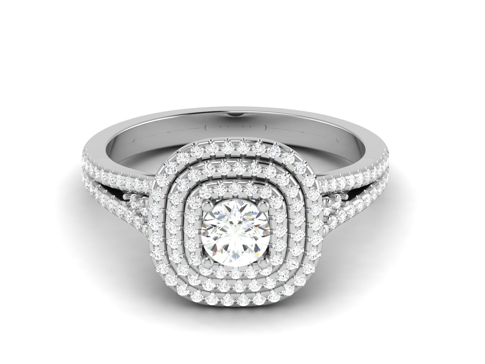 Wedding Engagement Double Halo Ring 3dm STl OBJ Render Details 3D print model_4