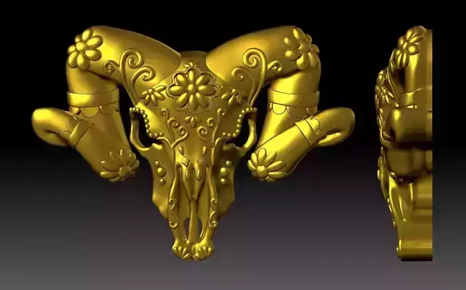Horned Mammal Skull Ram3D Model Pack 3D model  3D print model