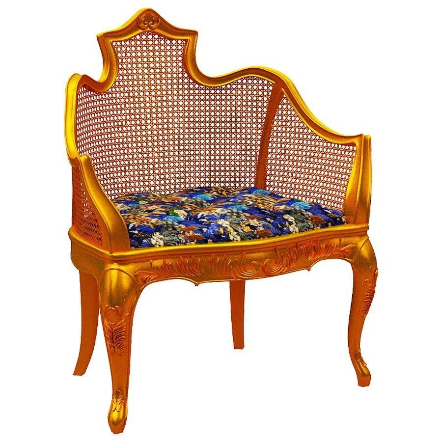 Classical sofa set Low-poly 3D model_5