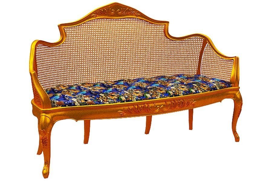 Classical sofa set Low-poly 3D model_15