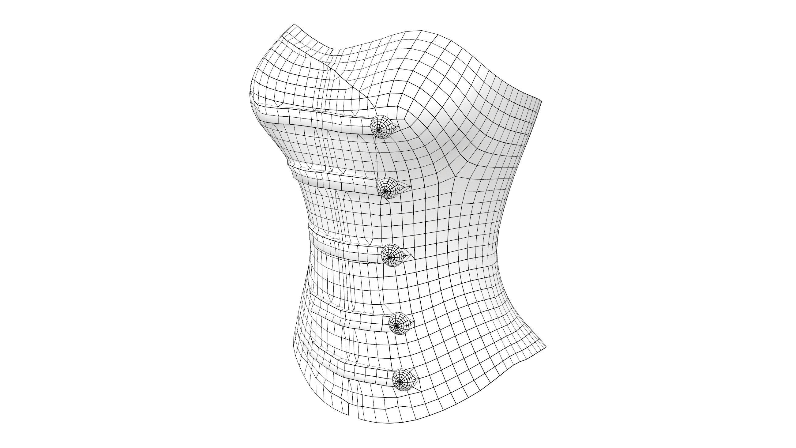 Black Button Down Corset Low-poly 3D model_8