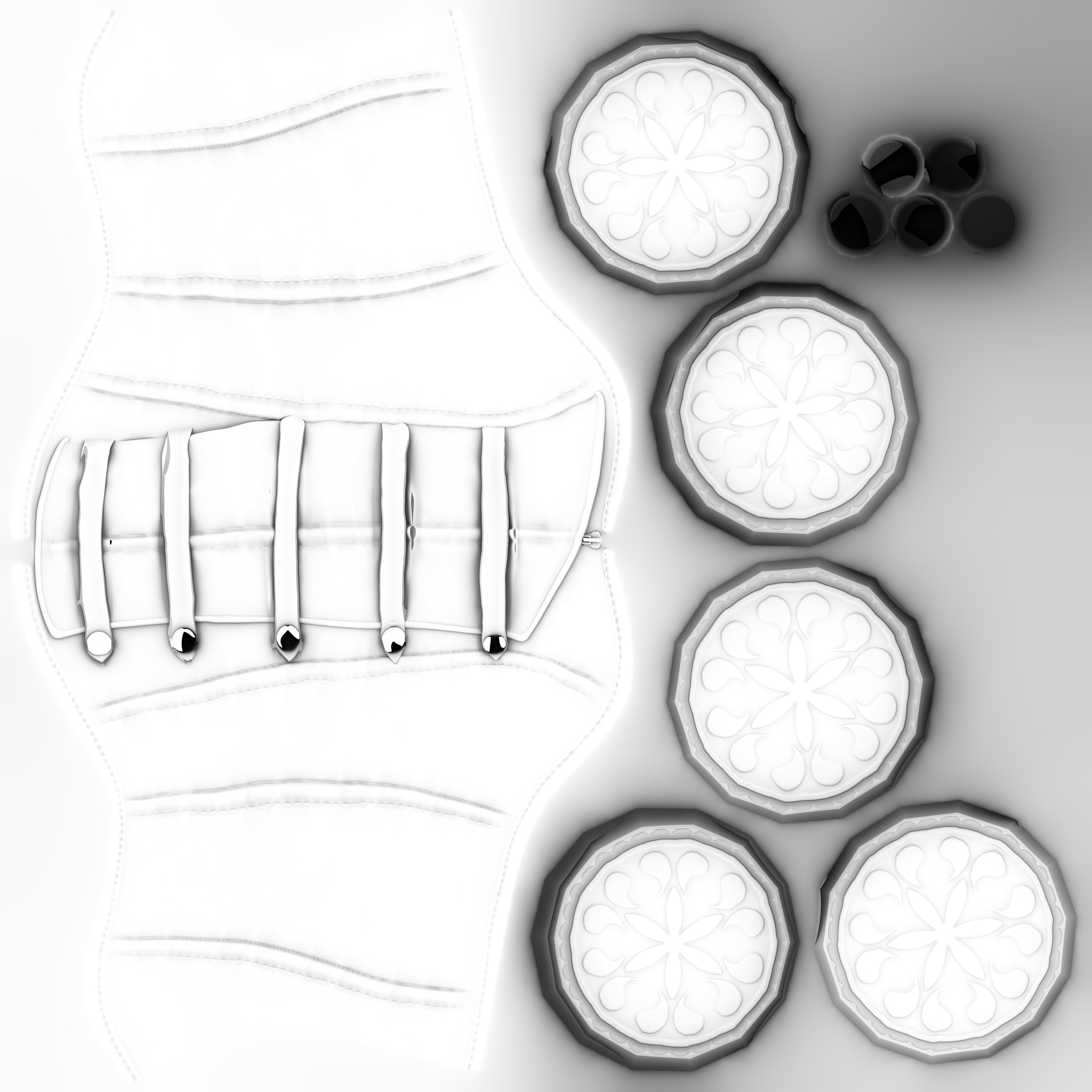 Black Button Down Corset Low-poly 3D model_12