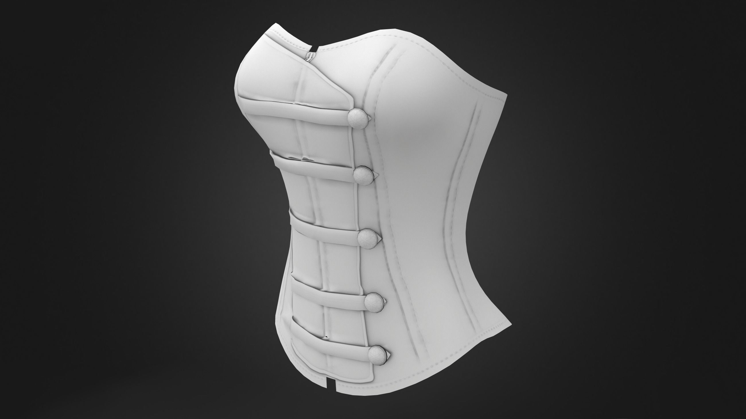 Black Button Down Corset Low-poly 3D model_9