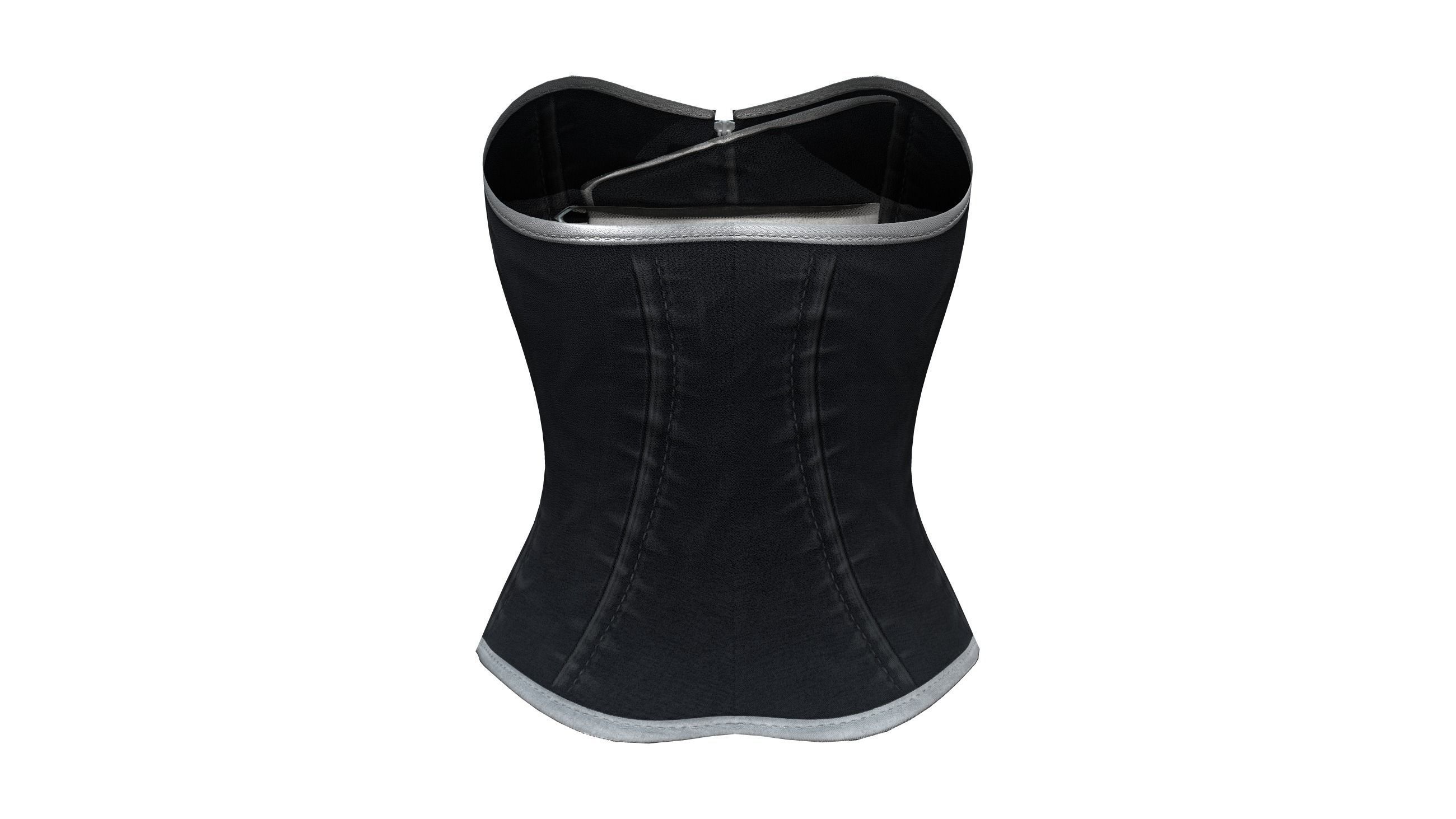 Black Button Down Corset Low-poly 3D model_5
