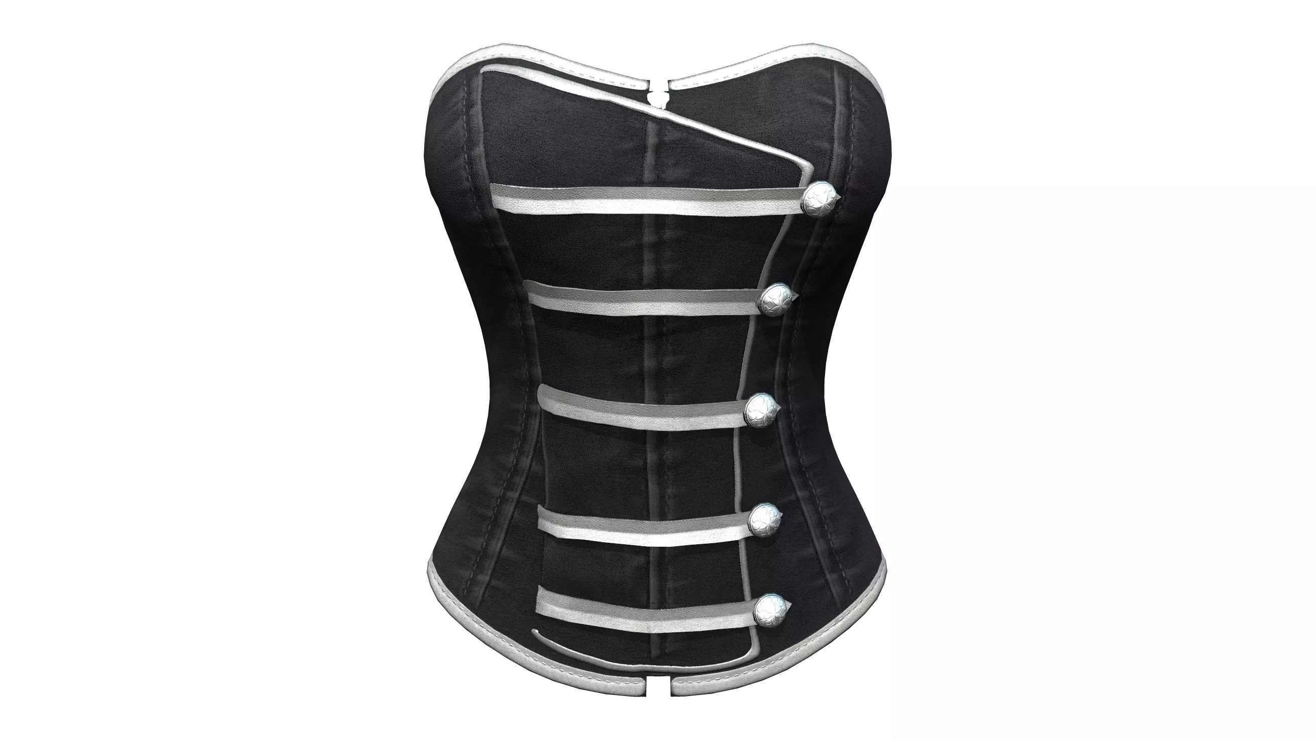 Black Button Down Corset Low-poly 3D model_0