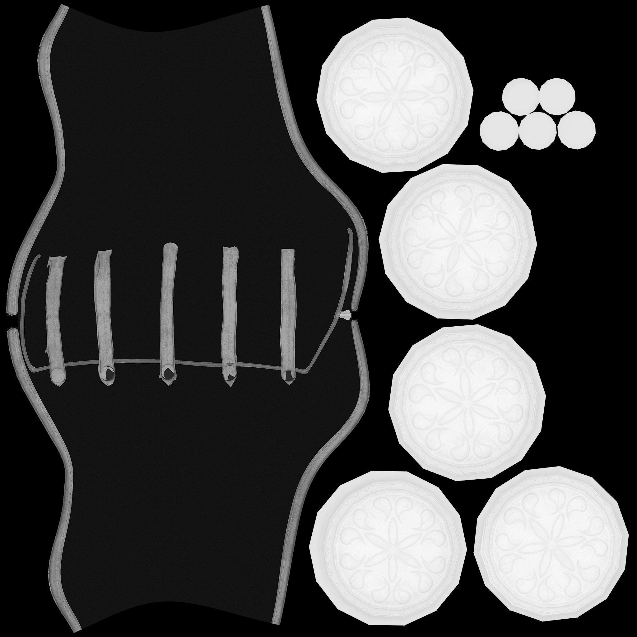 Black Button Down Corset Low-poly 3D model_11