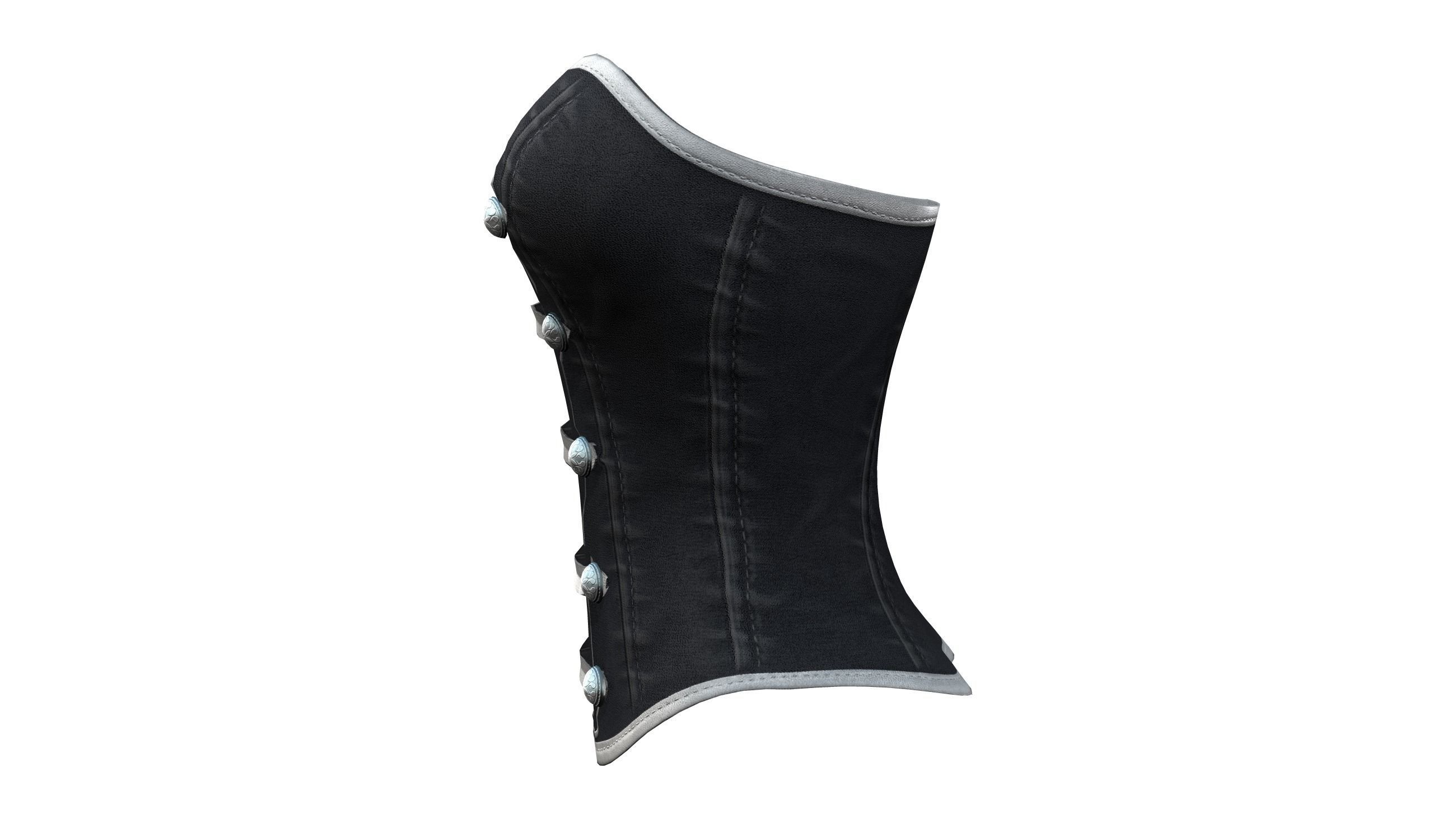 Black Button Down Corset Low-poly 3D model_4