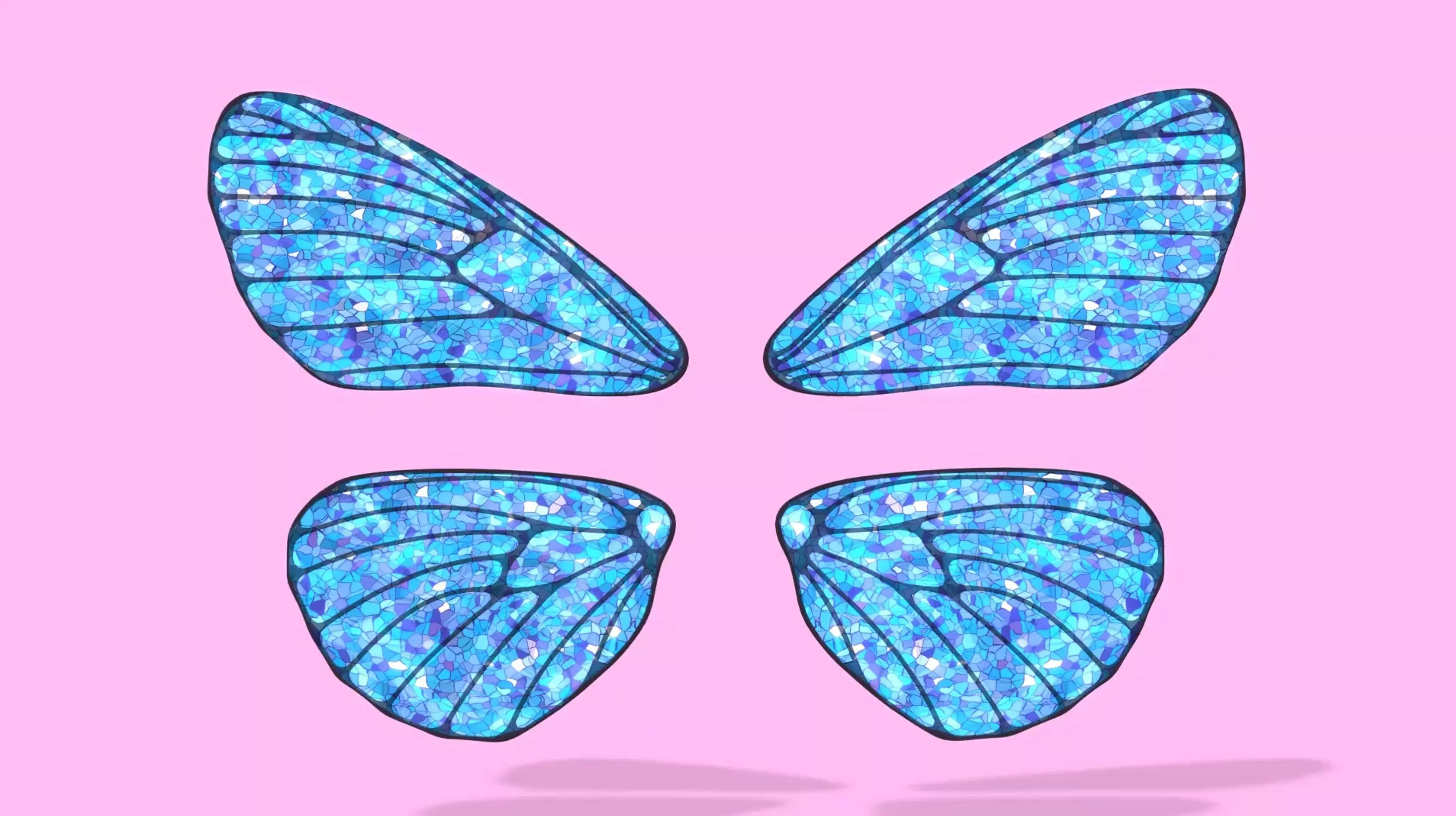 Fairy Wings Rigged and Animated Low-poly 3D model_0