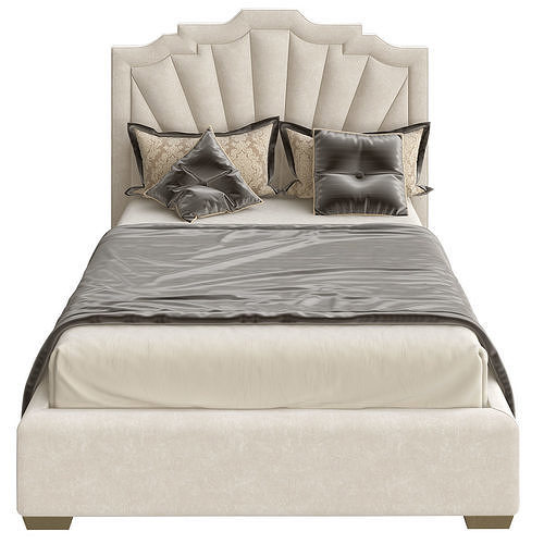Bed 3d model with upholstered headboard and footboard Low-poly 3D model 2
