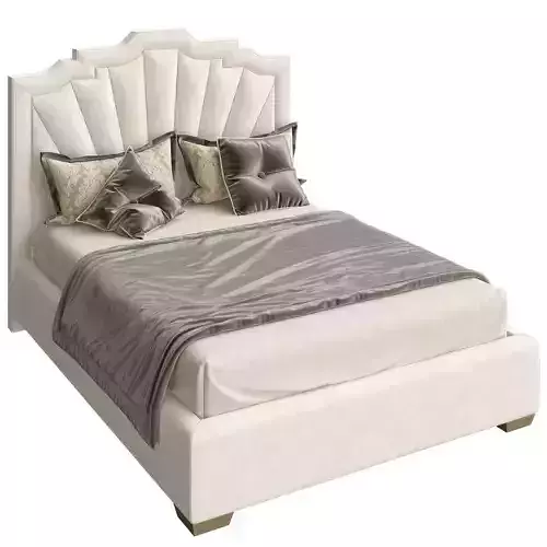 Bed 3d model with upholstered headboard and footboard Low-poly 3D model