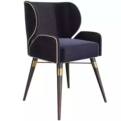 Cotton Louis I Dining Chair Walnut Legs Brass 3d model