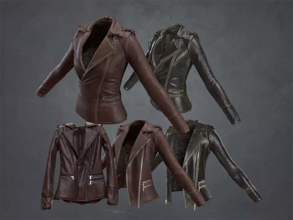 woman leather jacket Low-poly 3D model