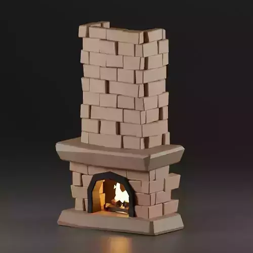 Lowpoly Fireplace brick made of bricks