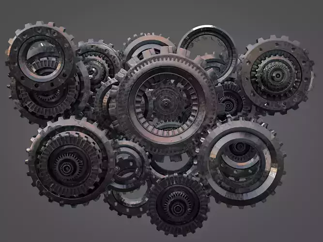 Gear Mechanism Cogwheels Set Kitbash 3D Model