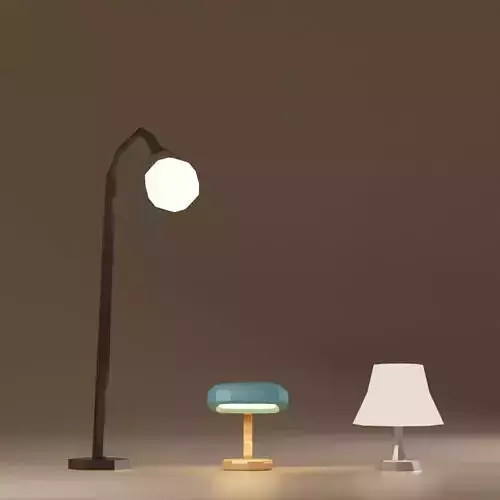 Lowpoly Lamps three and lamp shade