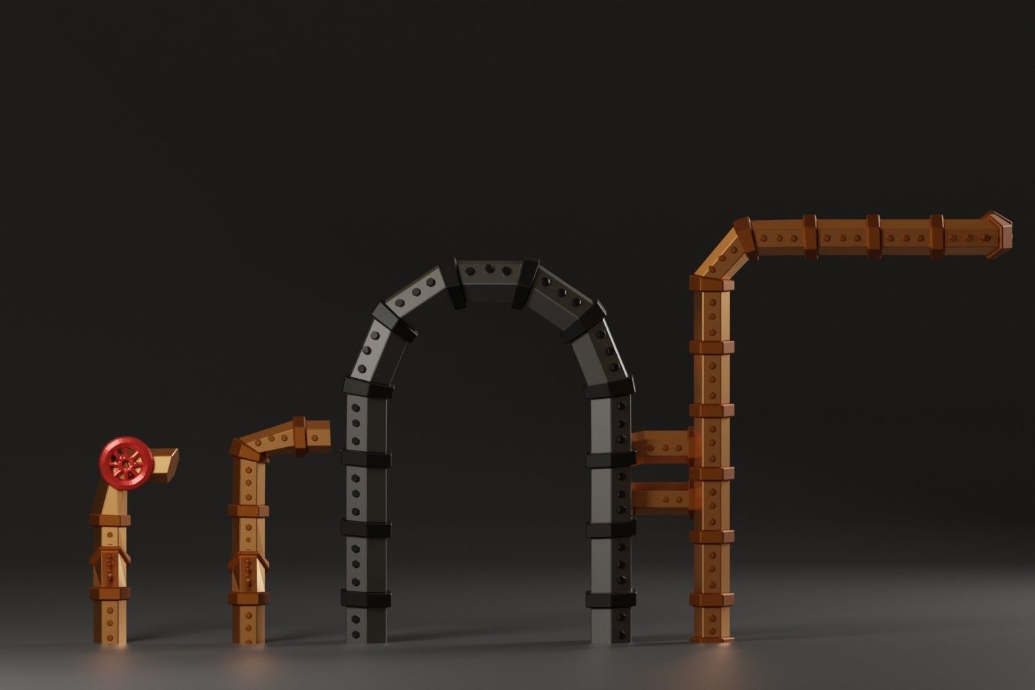 Pipedoor lego bridge Low-poly 3D model_1