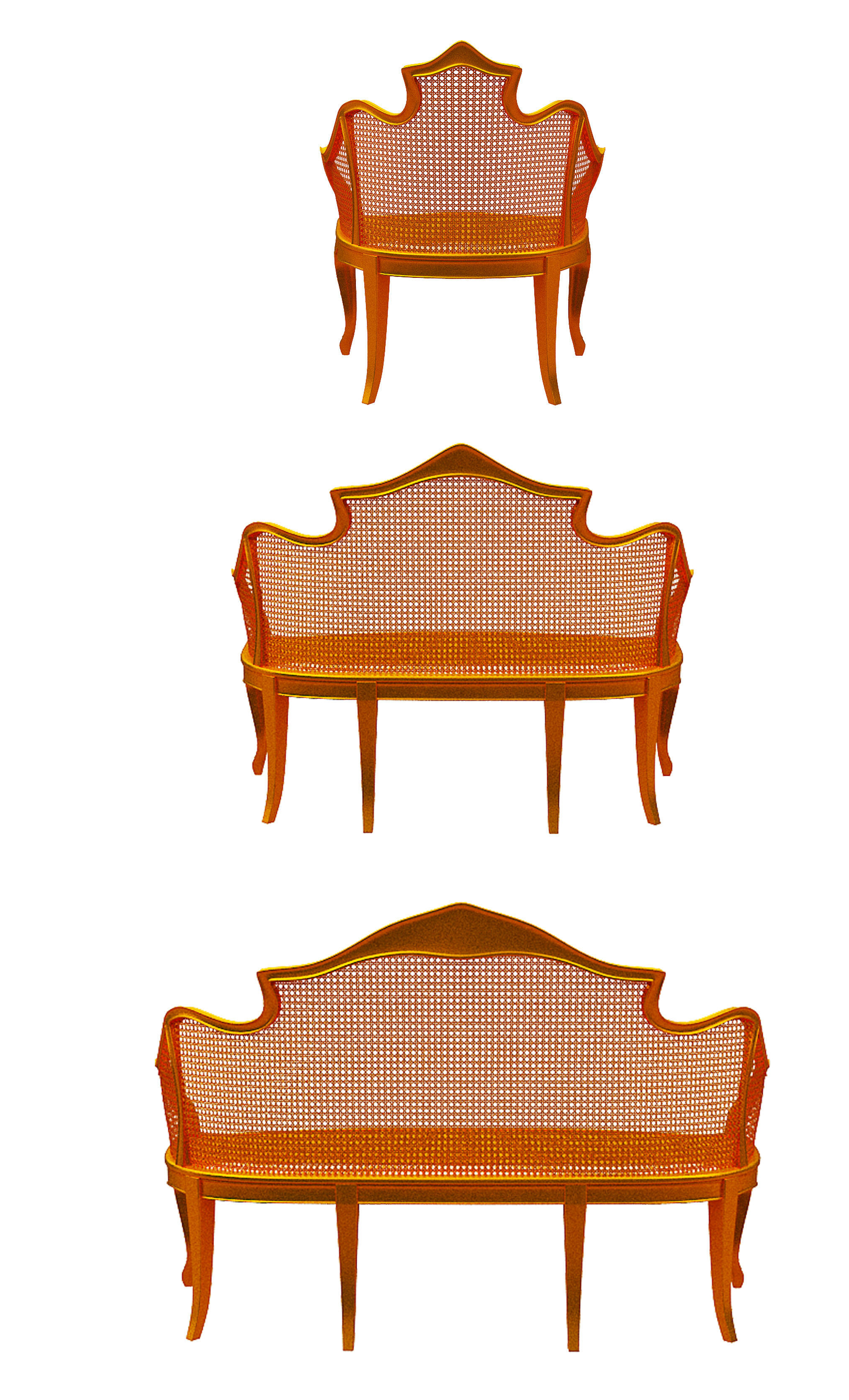 Classical sofa set Low-poly 3D model_4