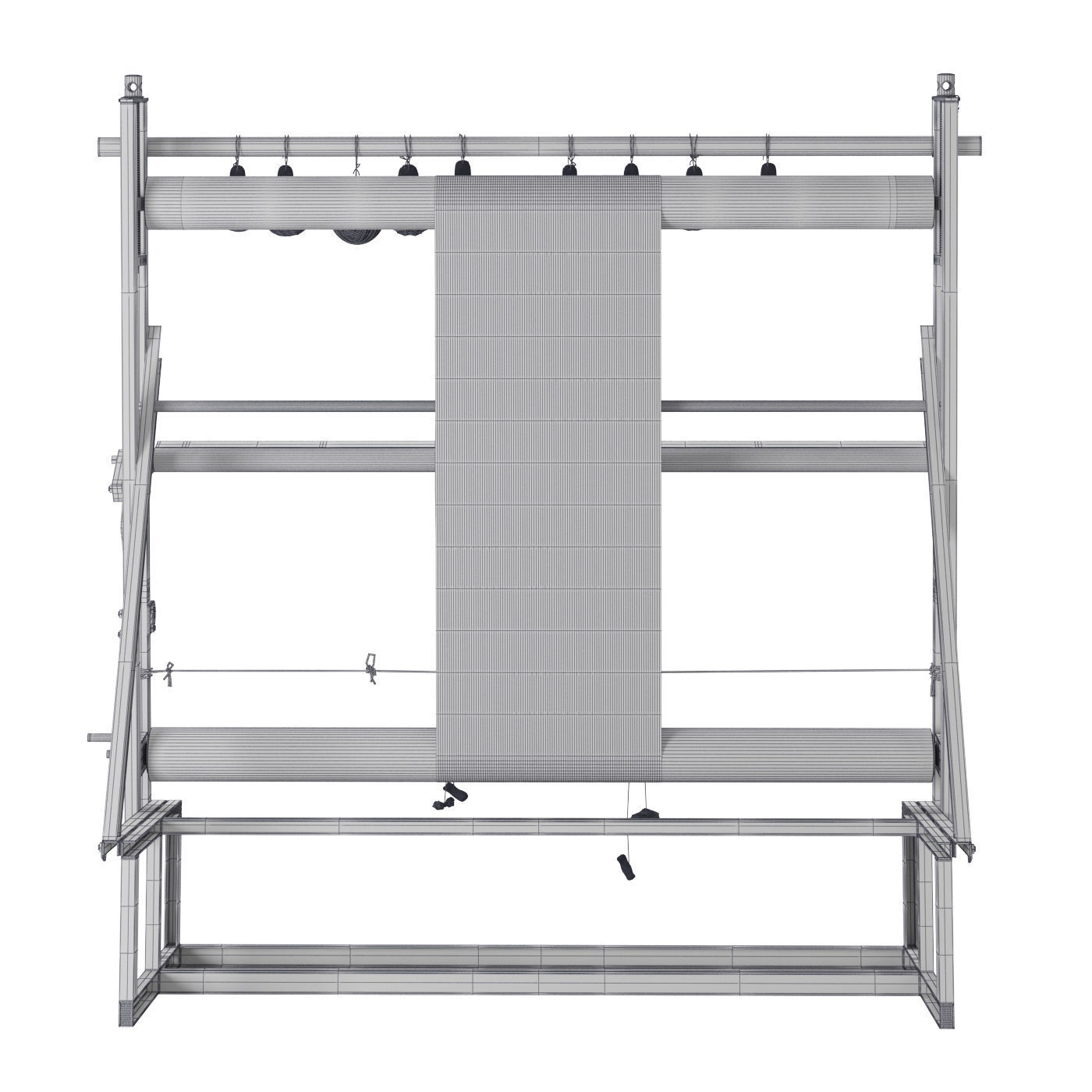 Weaving machine carpet creator Low-poly 3D model_7