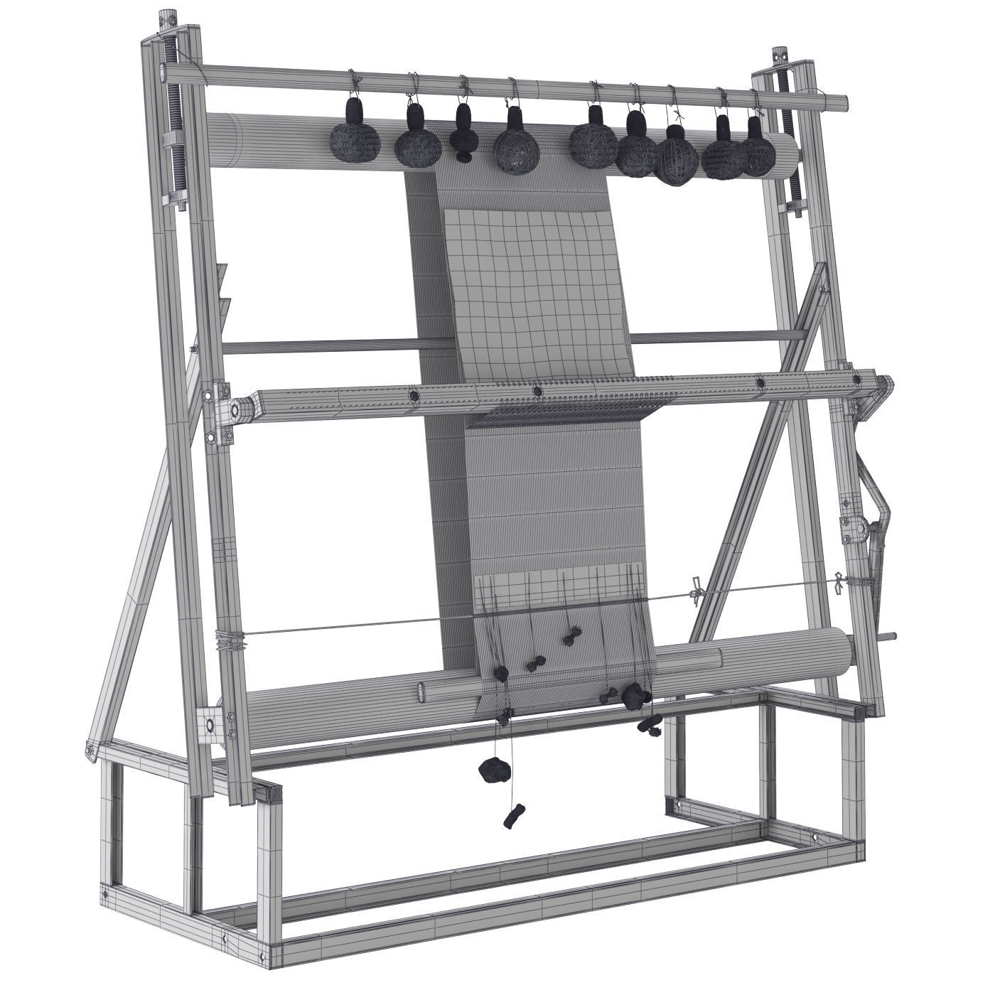 Weaving machine carpet creator Low-poly 3D model_9