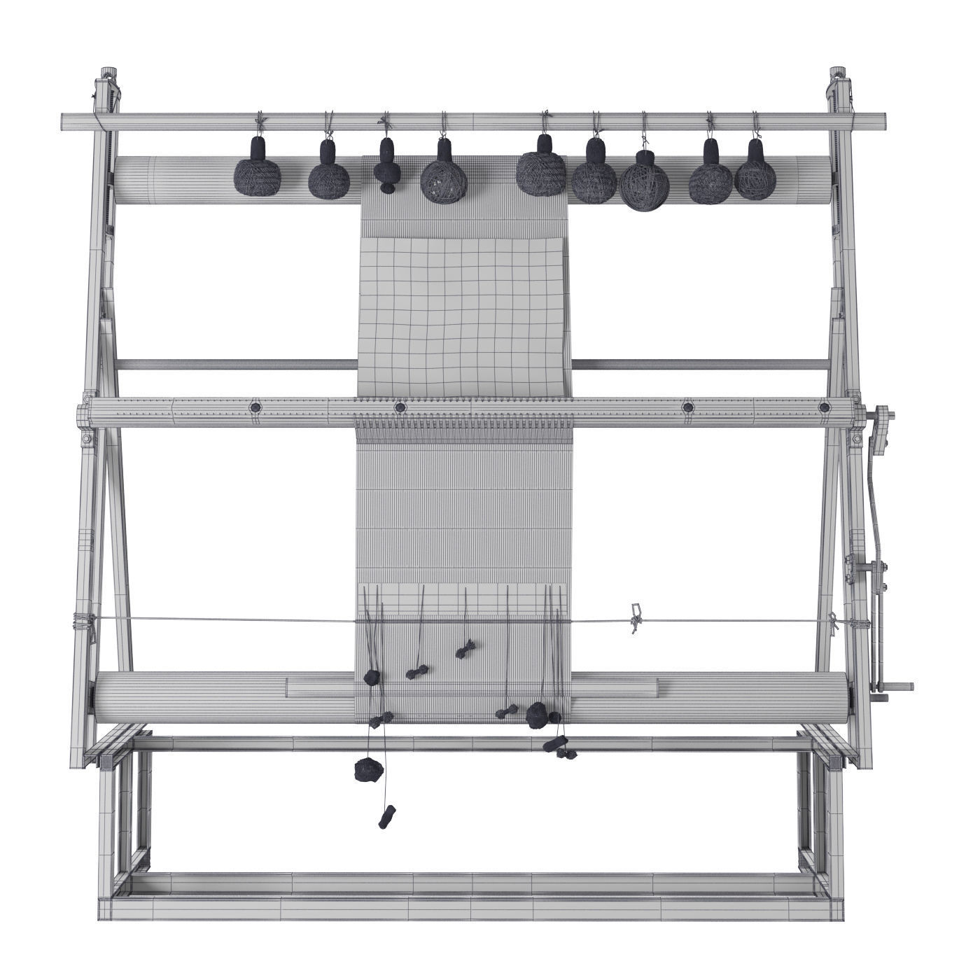 Weaving machine carpet creator Low-poly 3D model_13