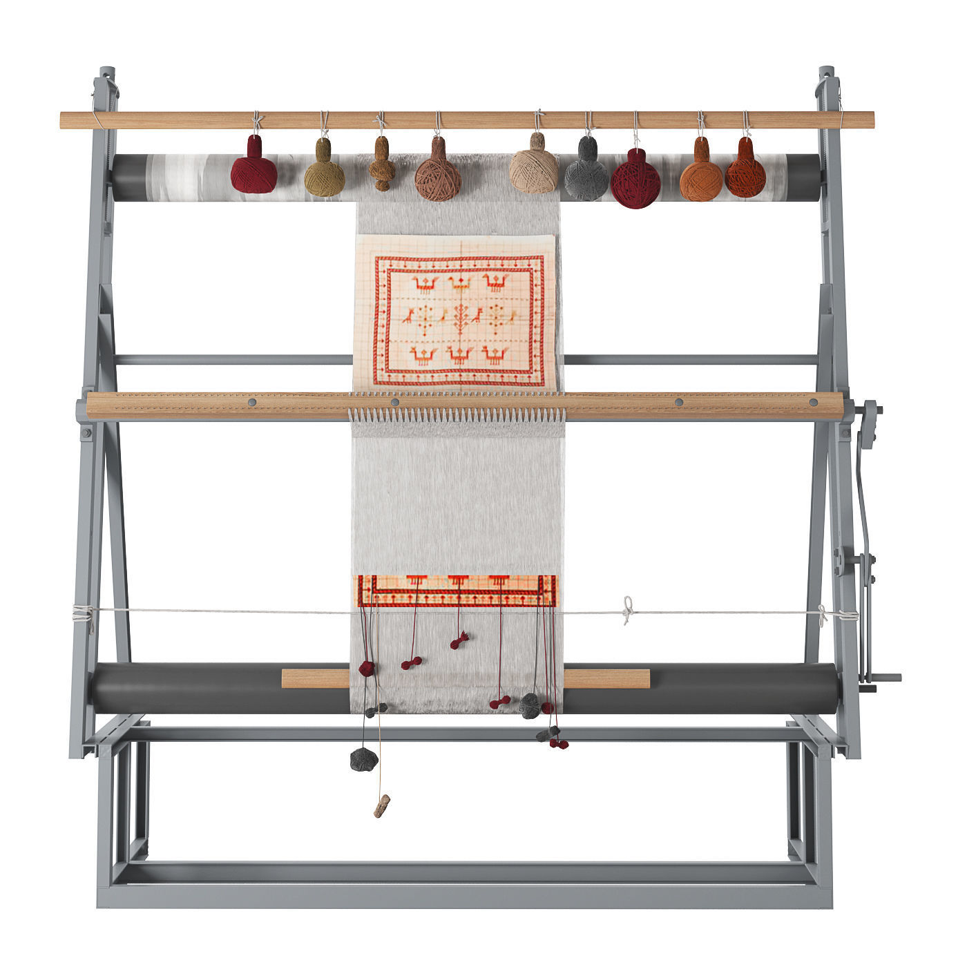 Weaving machine carpet creator Low-poly 3D model_5