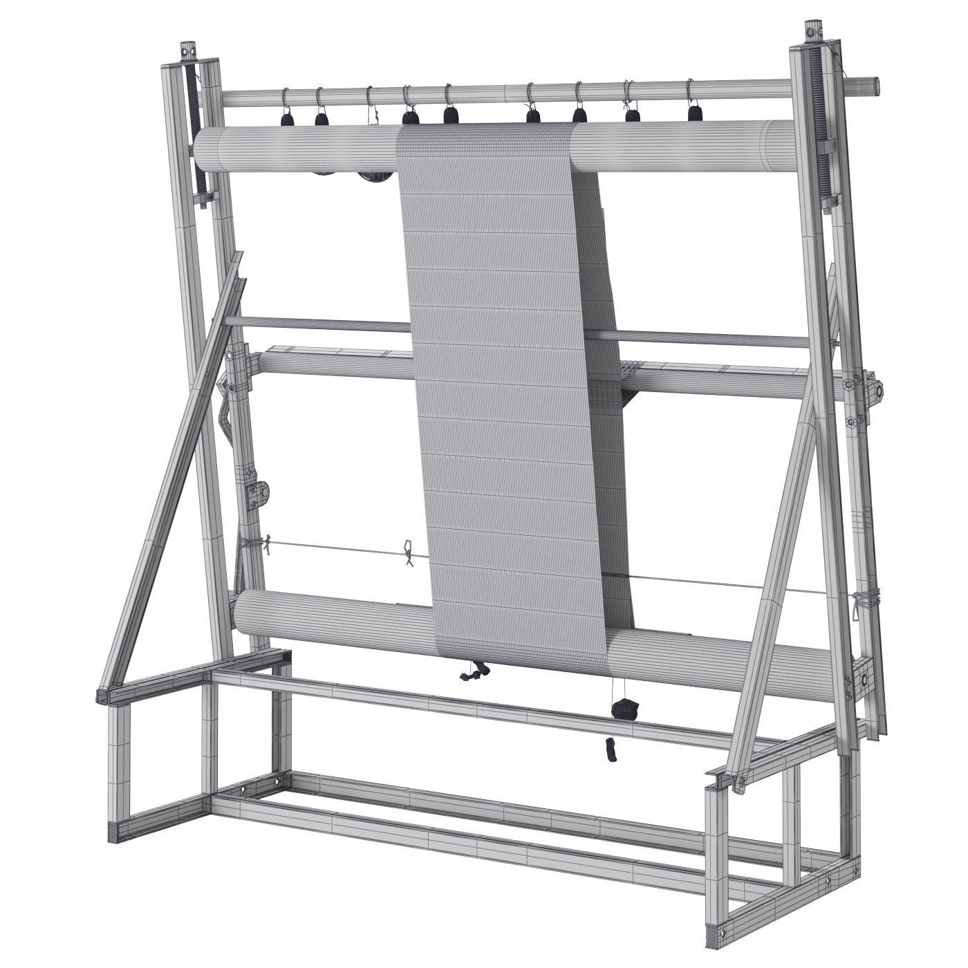 Weaving machine carpet creator Low-poly 3D model_11