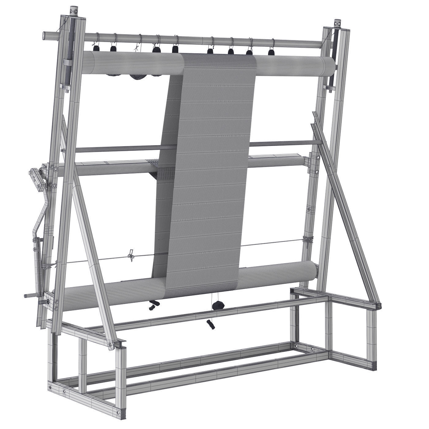 Weaving machine carpet creator Low-poly 3D model_10