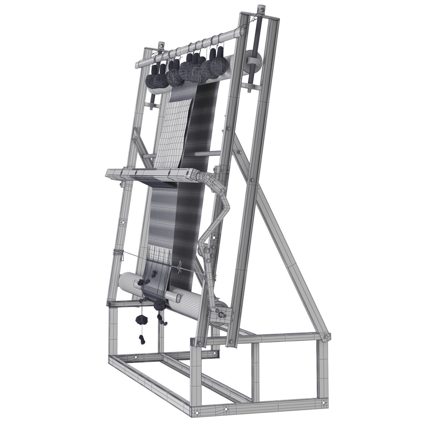 Weaving machine carpet creator Low-poly 3D model_12