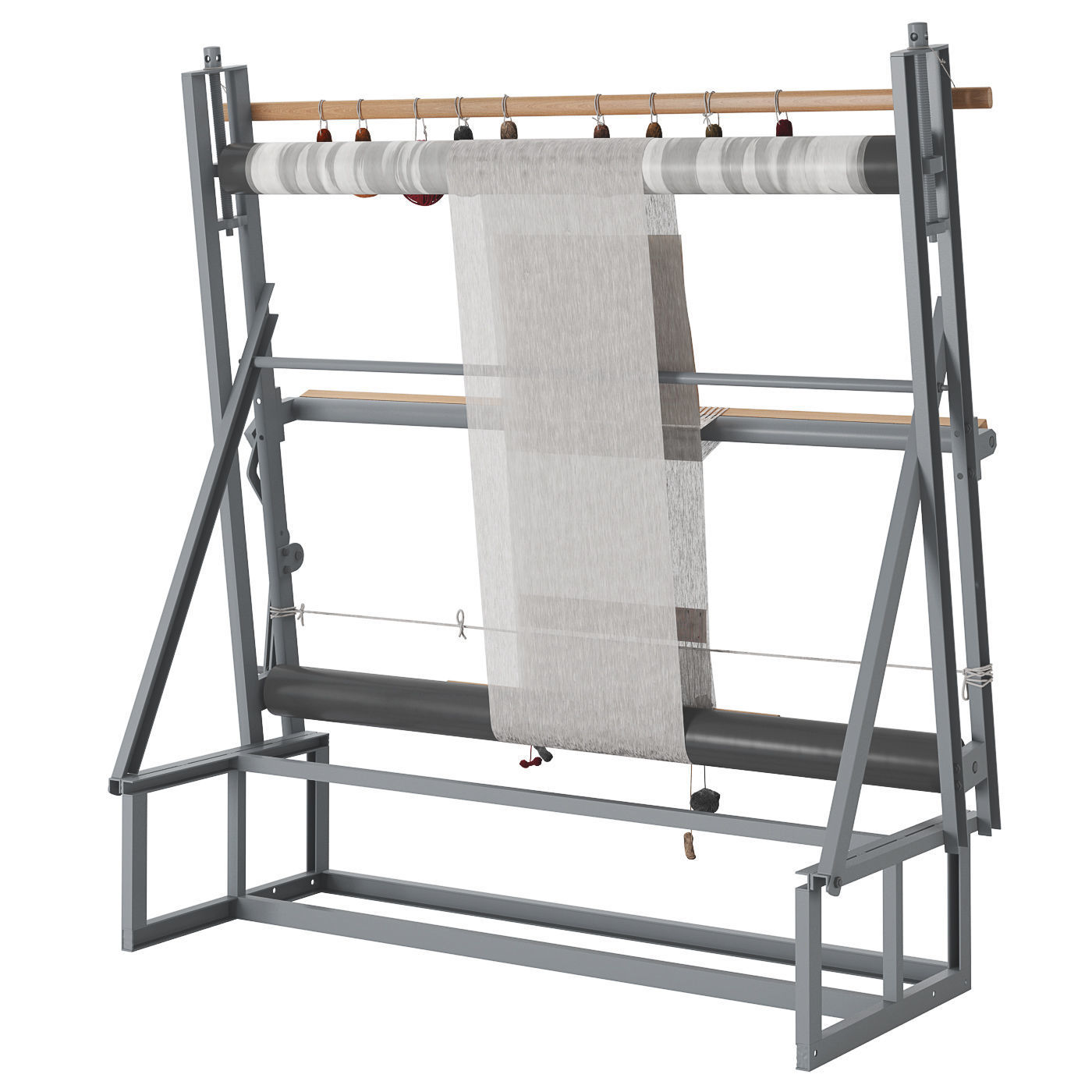 Weaving machine carpet creator Low-poly 3D model_3