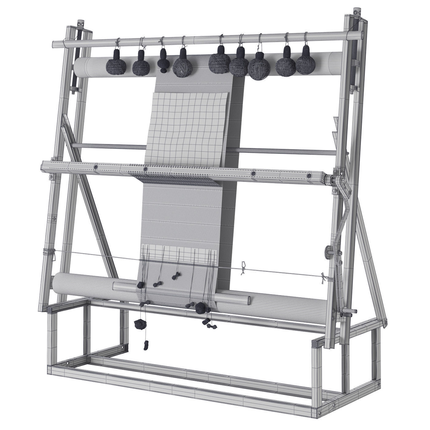 Weaving machine carpet creator Low-poly 3D model_8