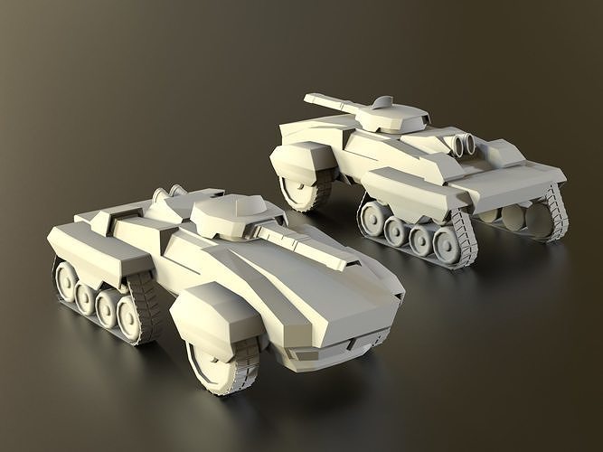 Futuristic Tank Truck SUV Machinery Low Poly 3D Model Low-poly 3D model
