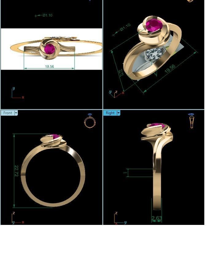 Engagement Wedding Ring 3dm STL OBJ FBX Render Details 3D print model_8