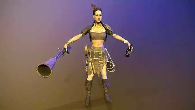 Pirate woman holding gun