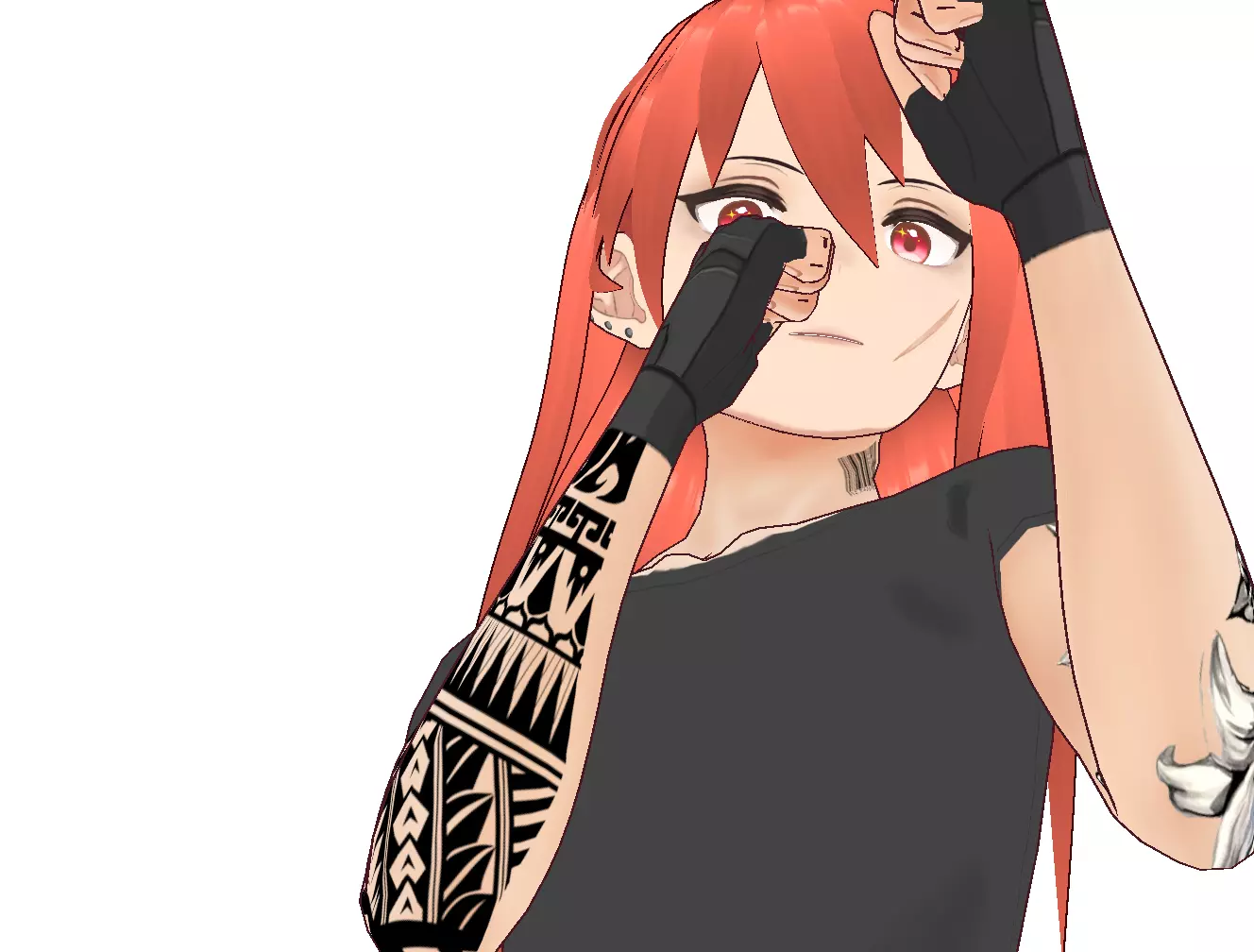 3D Red Haired Anime style Low-poly 3D model