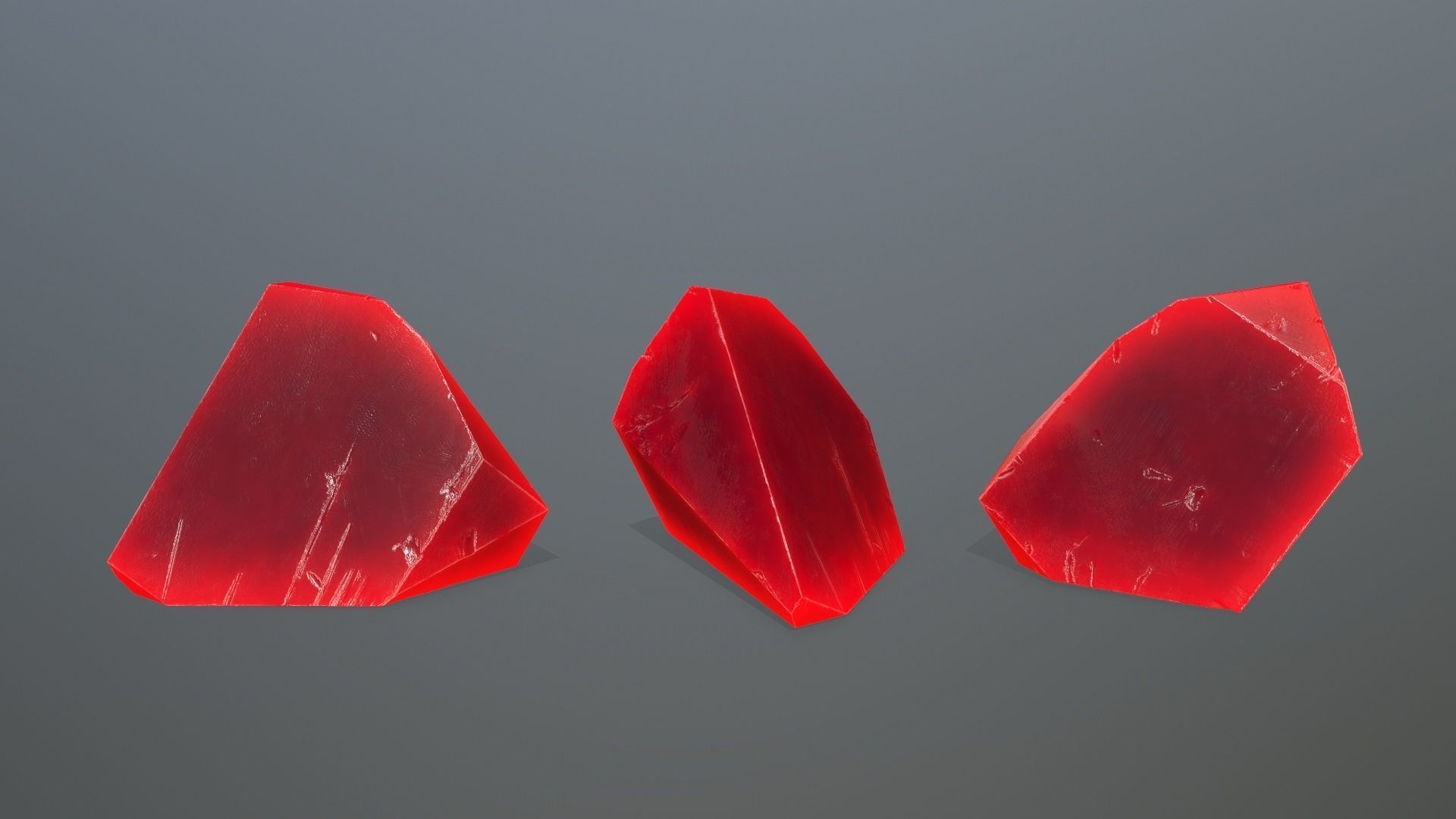Crystal Set colored gemstones Low-poly 3D model_2