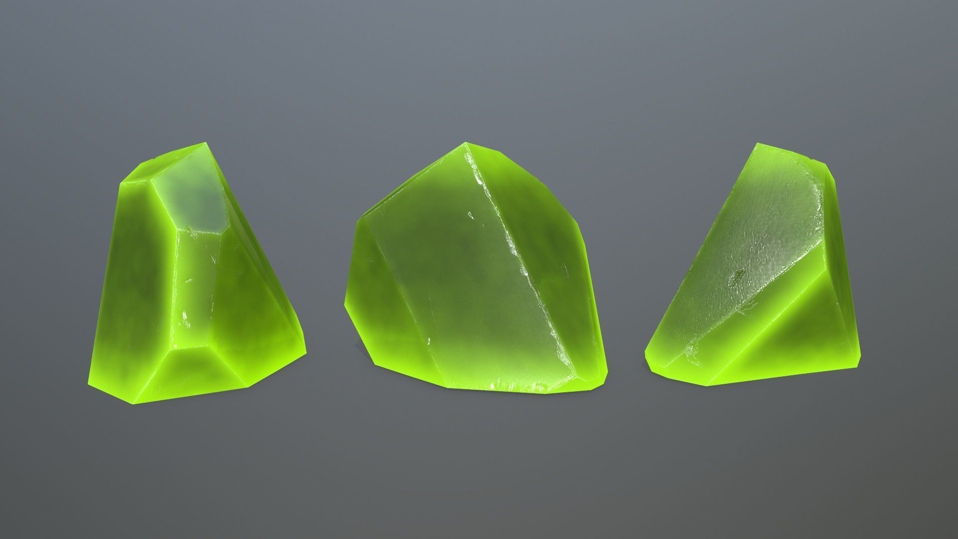 Crystal Set colored gemstones Low-poly 3D model_7