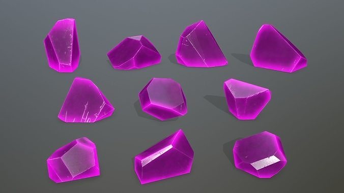 Crystal Set three crystals Low-poly 3D model