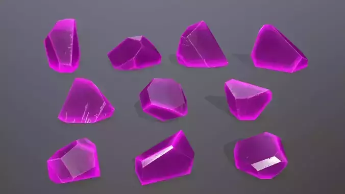 Crystal Set three crystals Low-poly 3D model