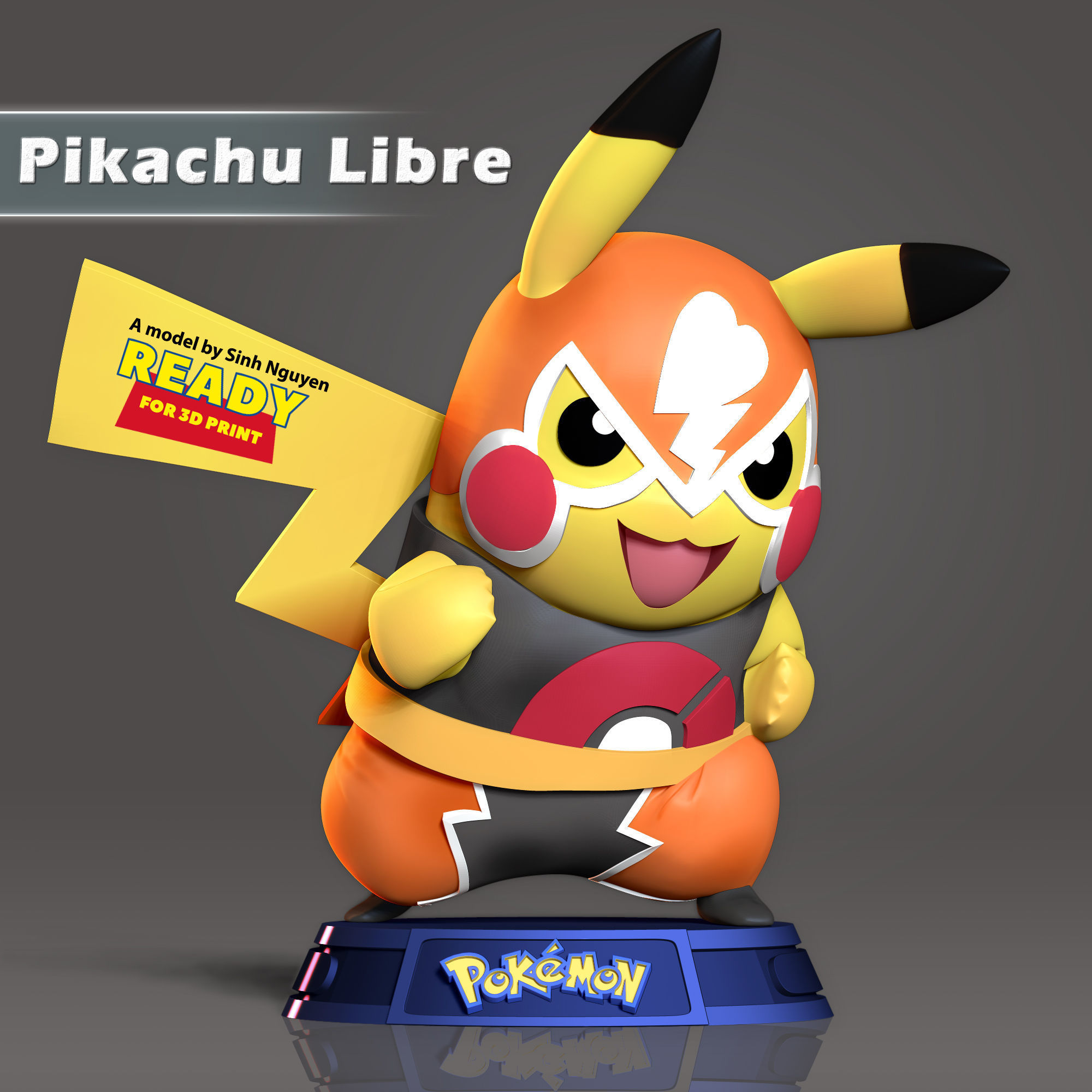 Pikachu Libre 3D print model_6