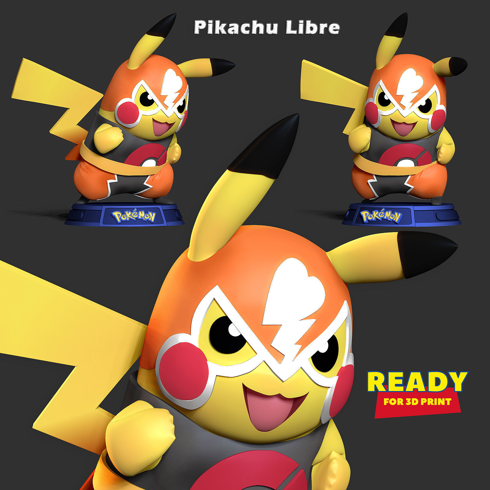 Pikachu Libre 3D print model_1