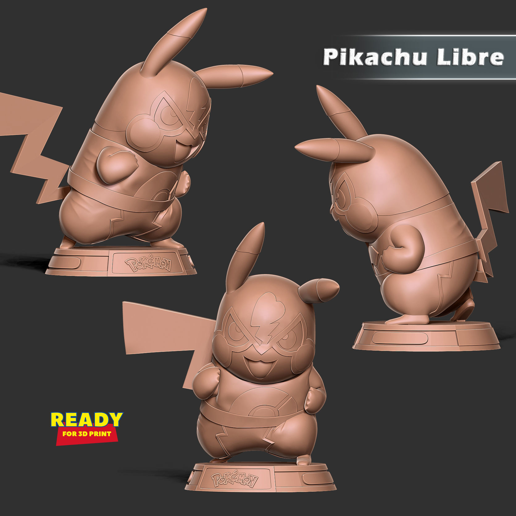 Pikachu Libre 3D print model_3