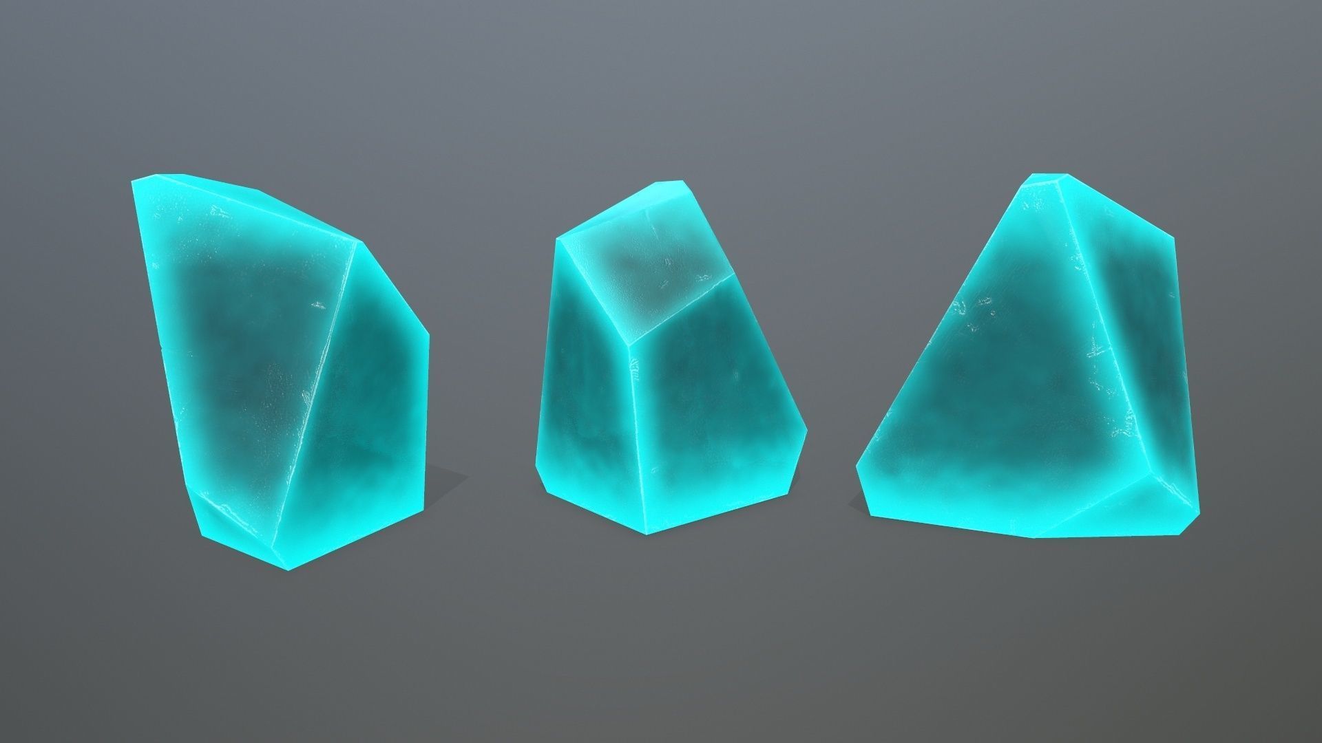 Crystal Set of turquoise crystals Low-poly 3D model_6