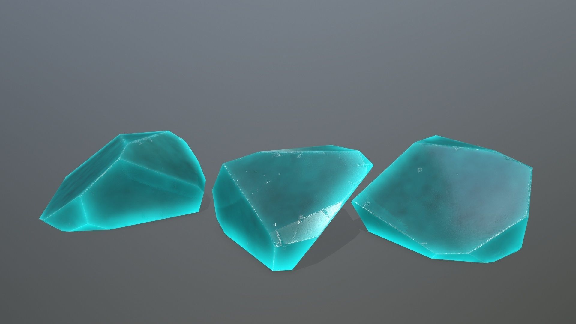 Crystal Set of turquoise crystals Low-poly 3D model_3