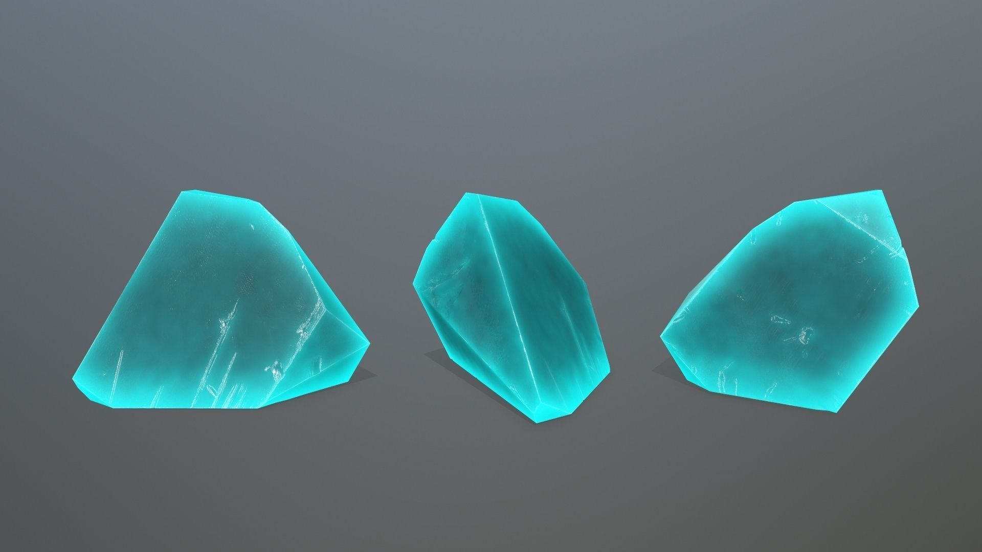 Crystal Set of turquoise crystals Low-poly 3D model_1